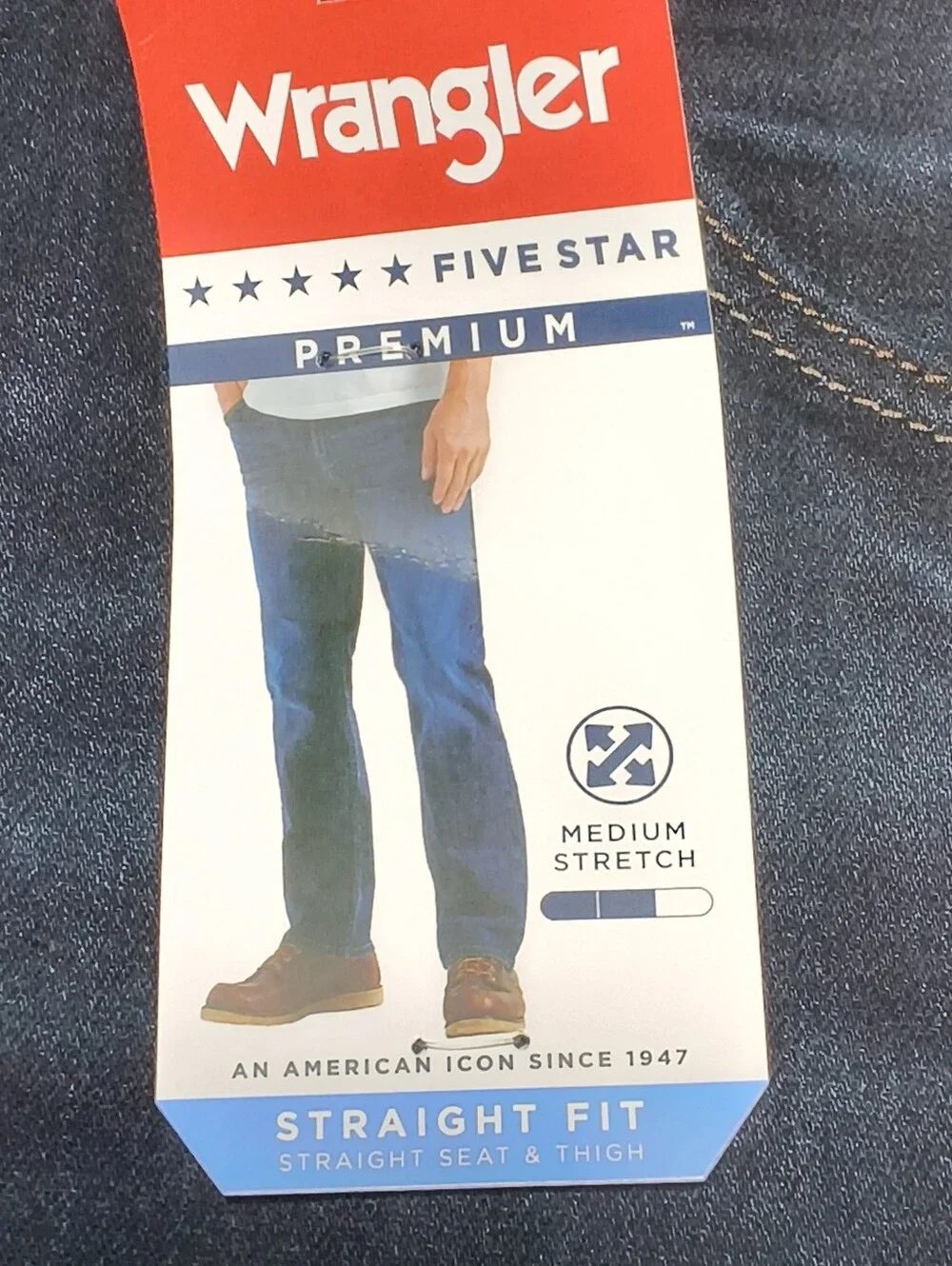 ​Wrangler Five Star Premium Men's Jeans  Dark Wash Stretch Straight Fit NWT